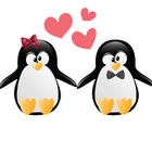 Adesivo De Pinguim Para Geladeira Casal E Corações 38x55cm