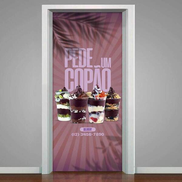 Adesivo De Porta Açaí Pede Um Copão-83x210cm