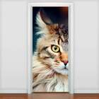 Adesivo De Porta Animais Gato Selvagem-83x210cm
