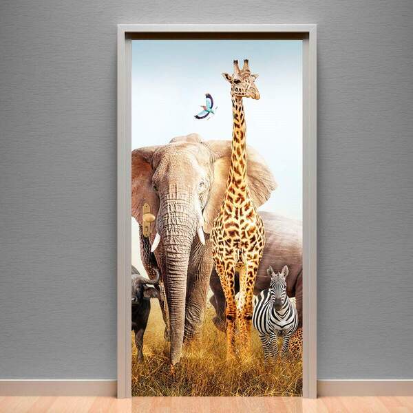 Adesivo De Porta Animais Safári-93x210cm