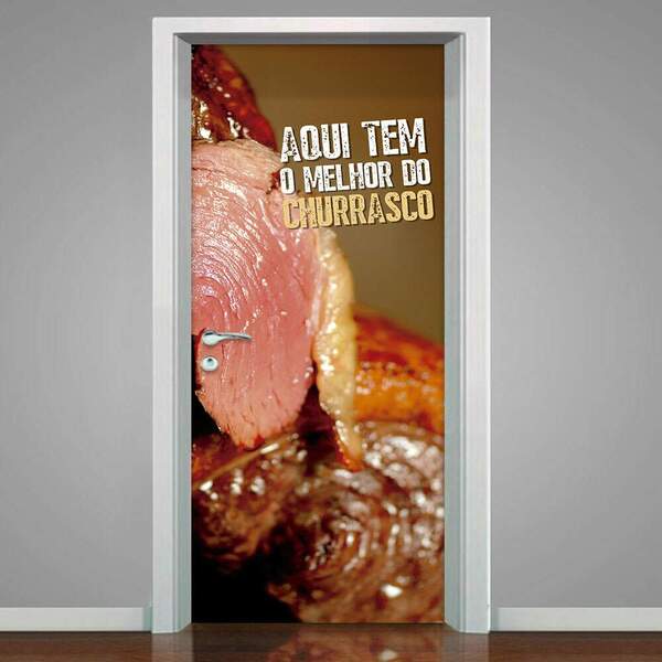 Adesivo De Porta Aqui Tem O Melhor Churrasco-93x210cm