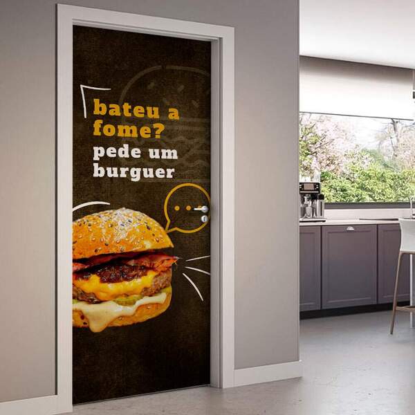 Adesivo De Porta Bateu A Fome-73x210cm