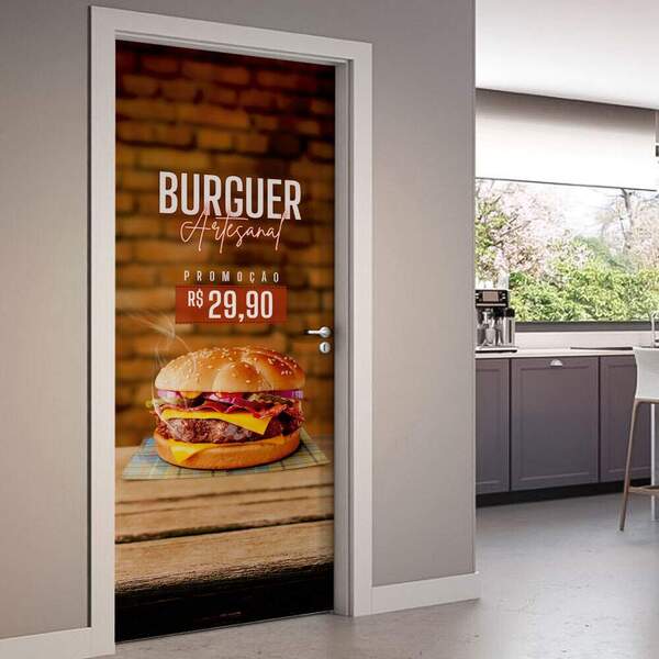 Adesivo De Porta Burguer Artesanal-73x210cm