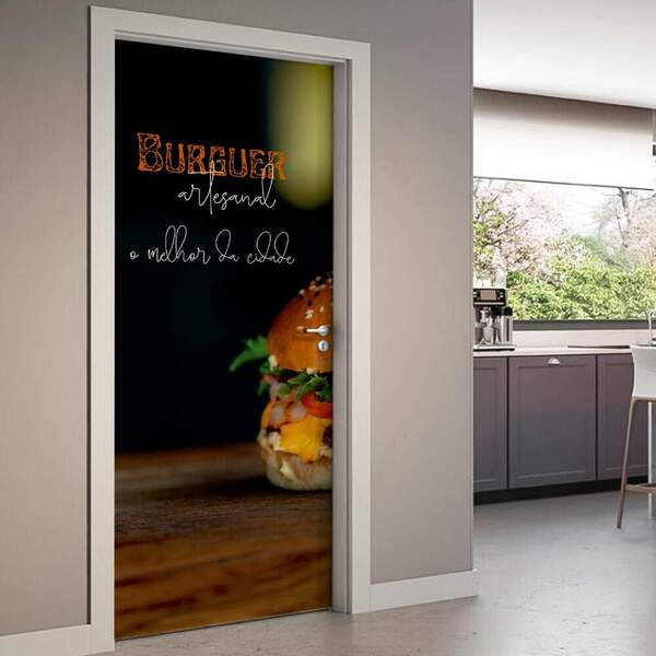 Adesivo De Porta Burguer Artesanal Mod 02-73x210cm