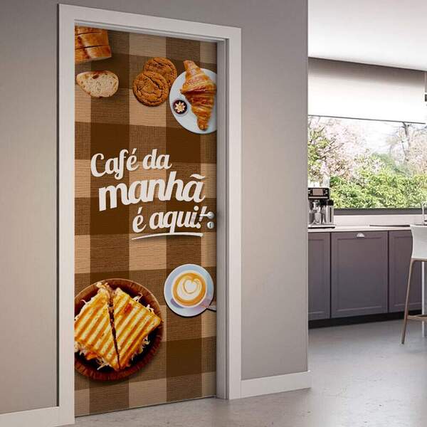 Adesivo De Porta Café Da Manhã-83x210cm
