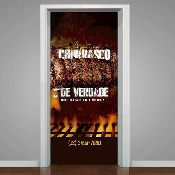 Adesivo De Porta Churrasco De Verdade-83x210cm