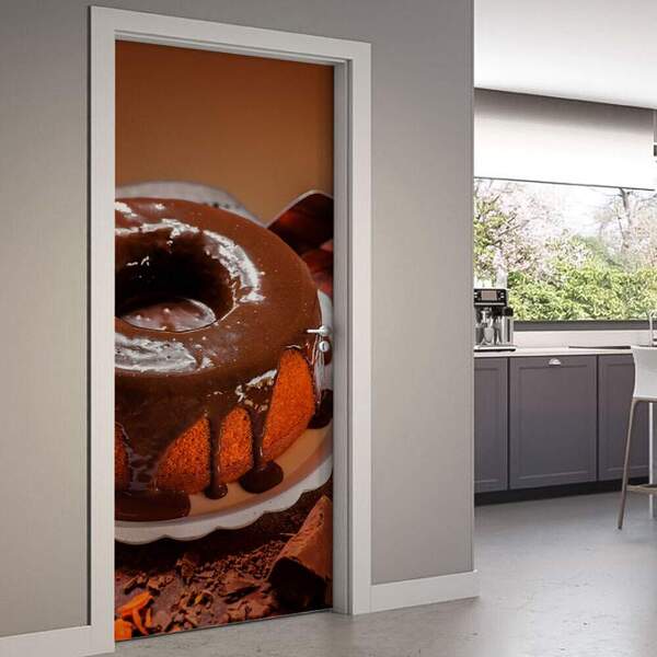 Adesivo De Porta Confeitaria Bolo De Cenoura-73x210cm