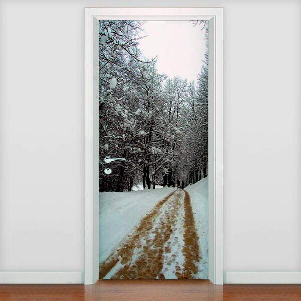 Adesivo De Porta Diversos Caminho Em Neve-63x210cm