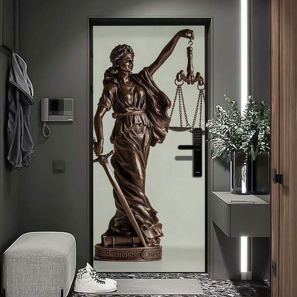 Adesivo De Porta Estatua Símbolo Advogacia-93x210cm