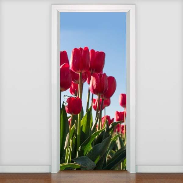 Adesivo De Porta Florais Rosas 2-93x210cm