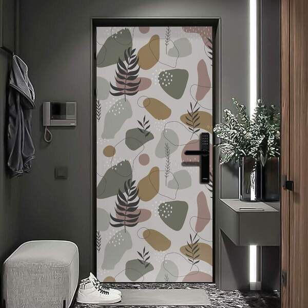 Adesivo De Porta Floral Contempôraneo-73x210cm