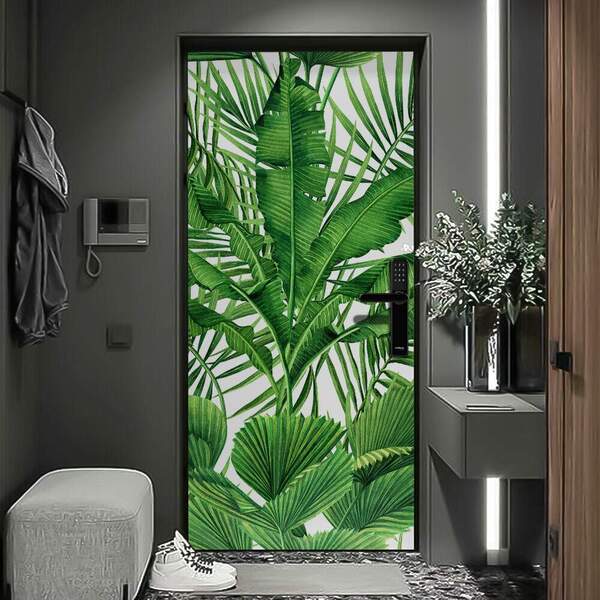 Adesivo De Porta Floral Verde-63x210cm
