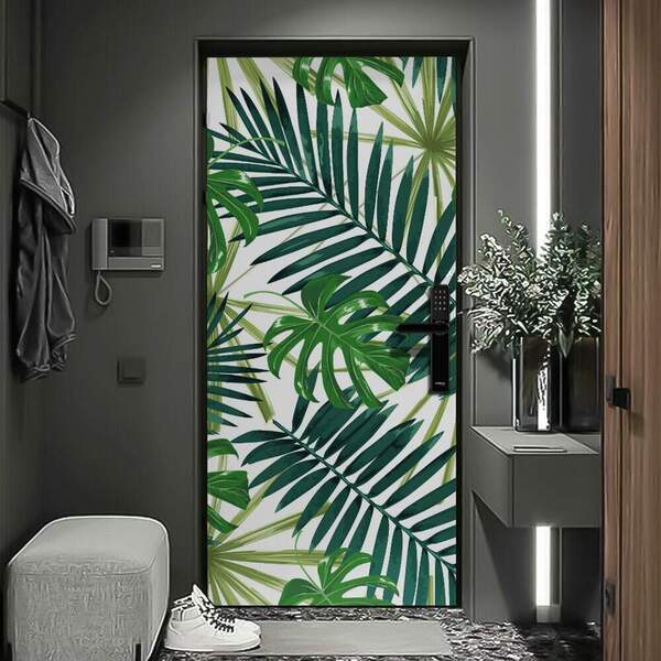 Adesivo De Porta Folhas Tropicais-63x210cm
