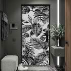 Adesivo De Porta Folhas Tropicais Preto E Branco-63x210cm