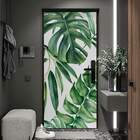 Adesivo De Porta Folhas Tropicais Verdes-73x210cm