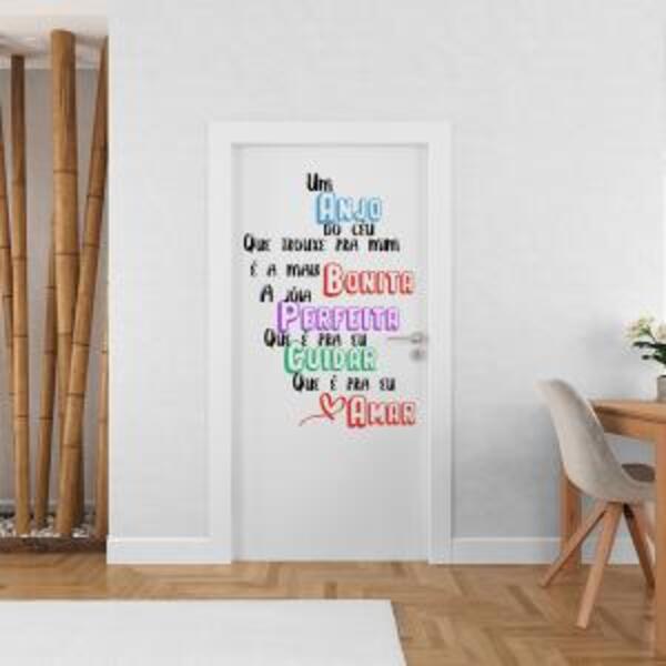 Adesivo De Porta Frase Um Anjo Do Céu *atenção As Medidas* Me