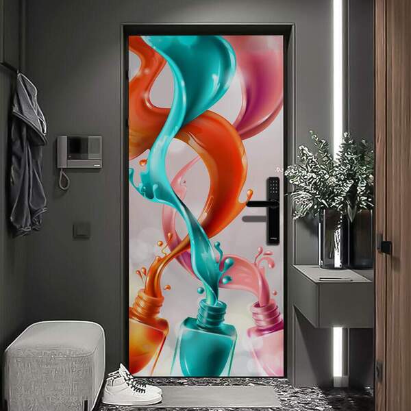 Adesivo De Porta Manicure Esmalte Esguichando-73x210cm