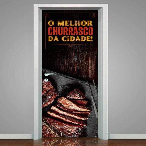 Adesivo De Porta O Melhor Churrasco 2-83x210cm
