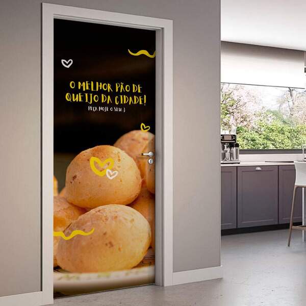 Adesivo De Porta O Melhor Pão De Queijo-73x210cm