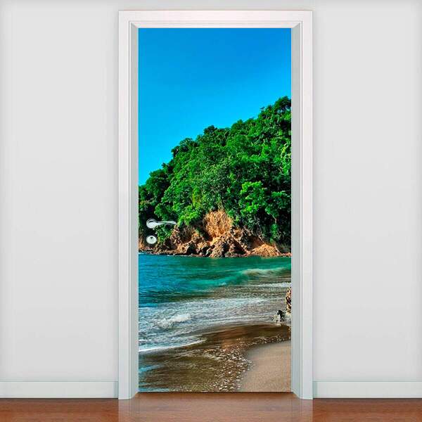 Adesivo De Porta Paisagem Praia 3-63x210cm