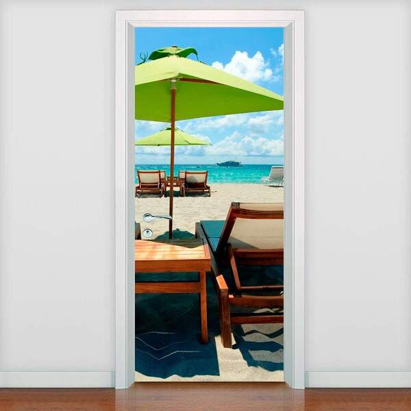 Adesivo De Porta Paisagem Praia-63x210cm