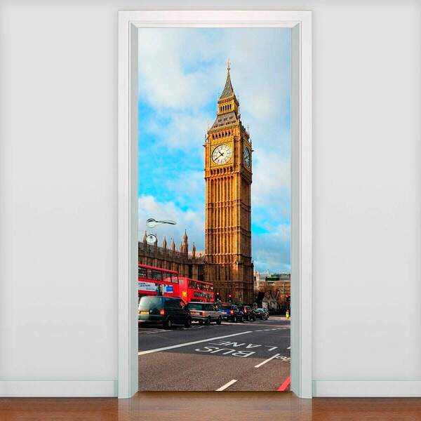 Adesivo De Porta Paisagens Big Ben Londres-73x210cm