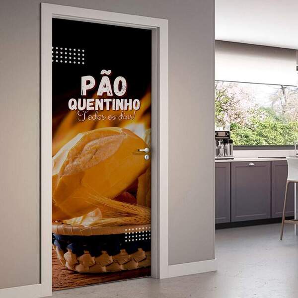 Adesivo De Porta Pão Quentinho-73x210cm