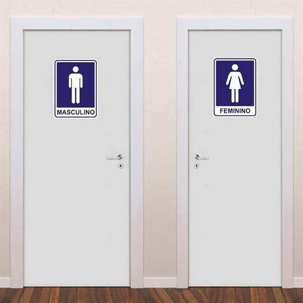 Adesivo De Porta Placa De Banheiro-m 2 Placas 22x30cm