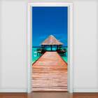 Adesivo De Porta Pontes E Estradas Na Praia-73x210cm