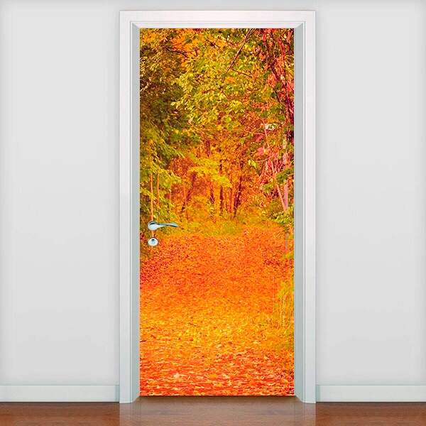 Adesivo De Porta Pontes E Estradas Trilha Do Outono-73x210cm