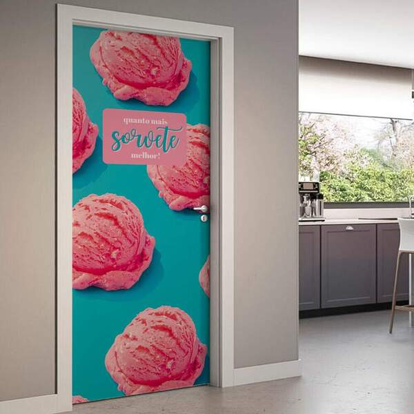 Adesivo De Porta Quanto Mais Sorvete Melhor-73x210cm