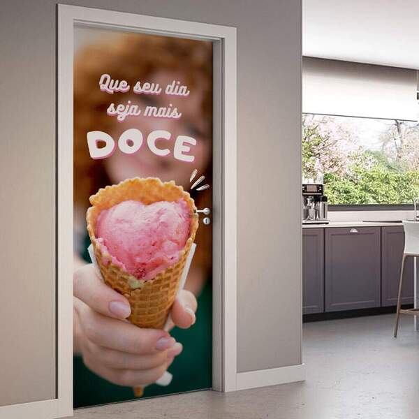 Adesivo De Porta Que Seu Dia Seja Mais Doce-83x210cm