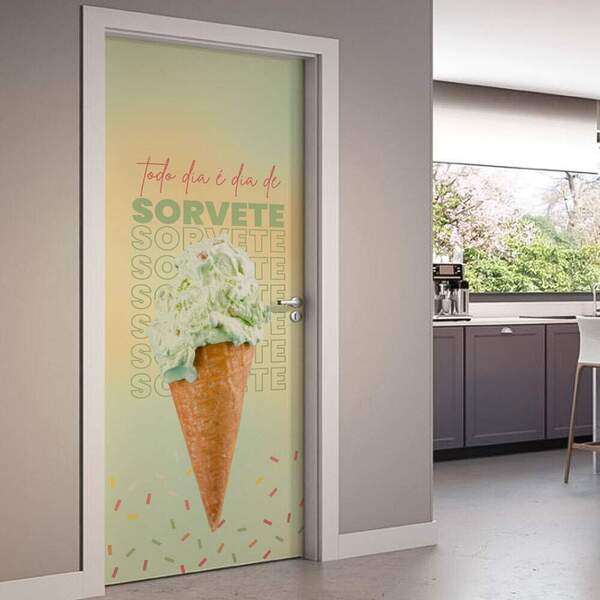 Adesivo De Porta Todo Dia É Dia De Sorvete-93x210cm