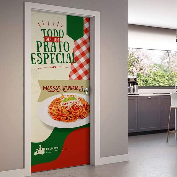 Adesivo De Porta Todo Dia Um Prato Especial-93x210cm