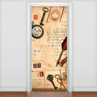 Adesivo De Porta Vintage Papel Envelhecido 2-73x210cm