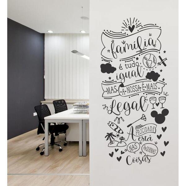 Adesivo Decoração De Parede Frase Família É Tudo Igual Linda