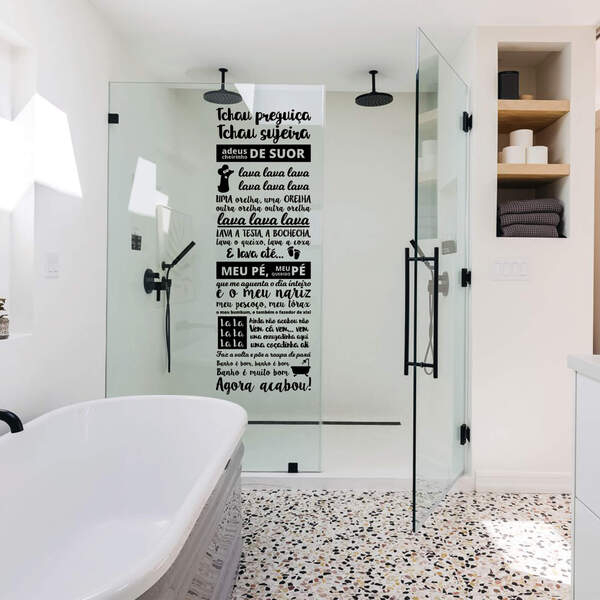 Adesivo Decorativo Banheiro Música Banho É Bom Box Porta Cast