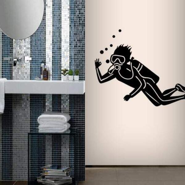 Adesivo Decorativo De Banheiro Mergulhador-p 48x33cm