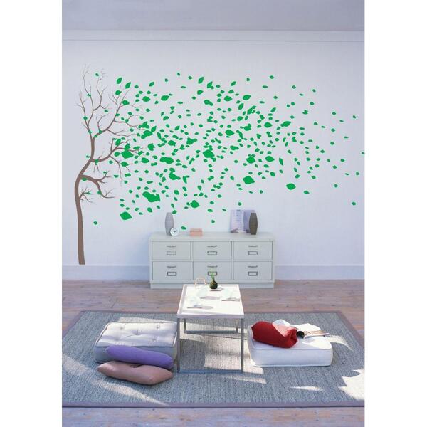 Adesivo Decorativo De Parede Arvore C/ 2 Metro E Folhas