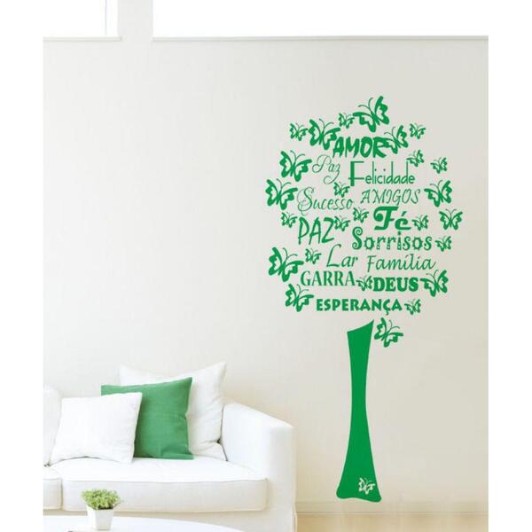 Adesivo Decorativo De Parede Arvore C/ Borboletas Nos Galhos