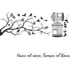 Adesivo Decorativo De Parede Árvore Com Gaiolas E Frase