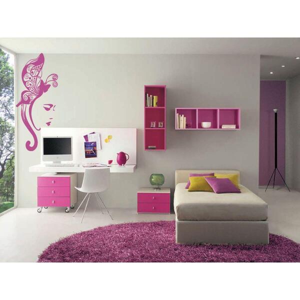 Adesivo Decorativo De Parede Borboletas C/ Floral E Rosto