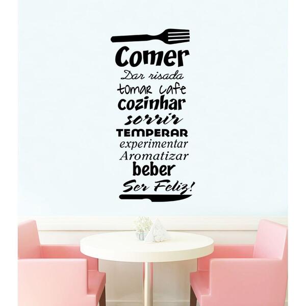 Adesivo Decorativo De Parede Cozinha Comer E Ser Feliz