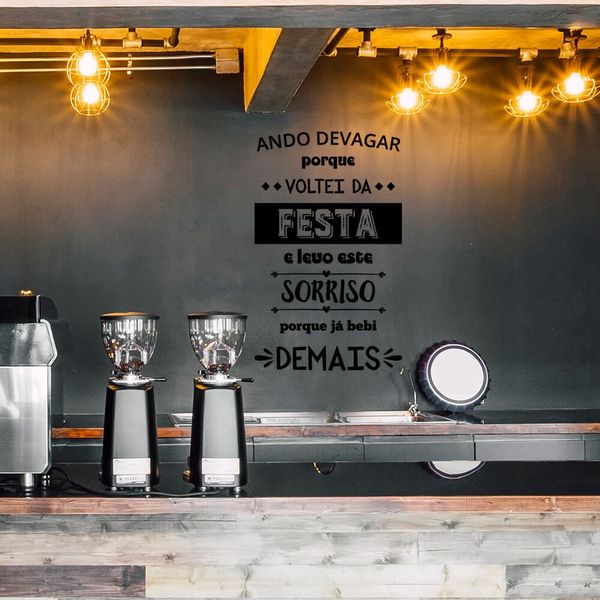 Adesivo Decorativo De Parede Frase Ando Devagar Festa Preto Leroy Merlin