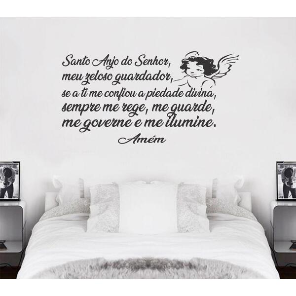 Adesivo Decorativo De Parede Frase Oração Santo Anjo Do