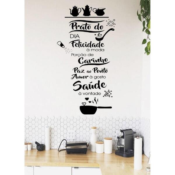 Adesivo Decorativo De Parede Frase Prato Do Dia Pra Cozinha