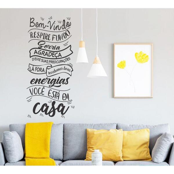 Adesivo Decorativo De Parede Frase Respire Fundo E Bem Vindo