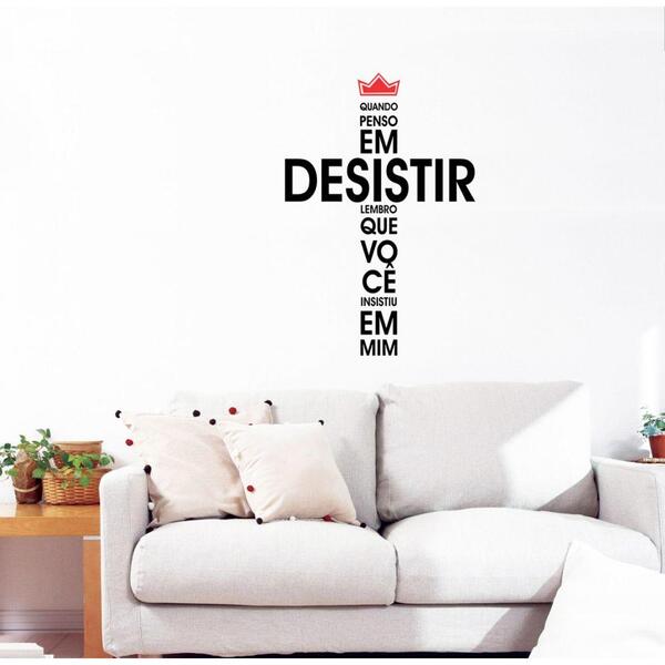 Adesivo Decorativo De Parede Frases Na Cruz C/ Coroa Lindo