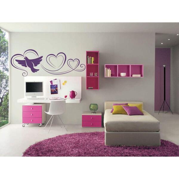 Adesivo Decorativo De Parede Pássaro C/ Coração Romântico