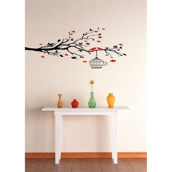 Adesivo Decorativo De Parede Tronco E Pássaros Lindo